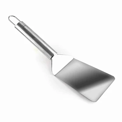Afbeelding van Lacor 60266 gebogen BBQ spatel, roestvrij staal, ergonomische handgreep, vaatwasmachinebestendig, 28 cm, staal