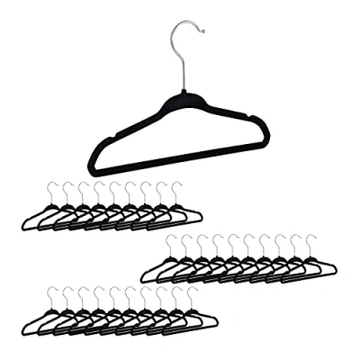 Afbeelding van Relaxdays fluwelen kinderkledinghangers kinderkleerhangers antislip babykledinghangers Zwart, Pak van 30