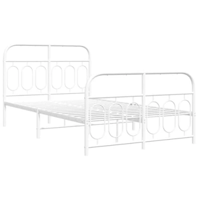 Afbeelding van Bedframe met hoofd en voeteneinde metaal wit 120x200 cm