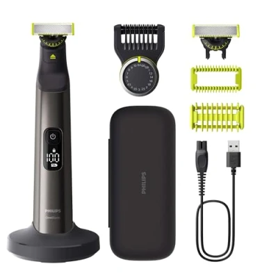 Afbeelding van Philips OneBlade Pro 360 Face + Body Chroom Trimmer, scheerapparaat en styler in 1 Inclusief luxe reisetui QP6652/30