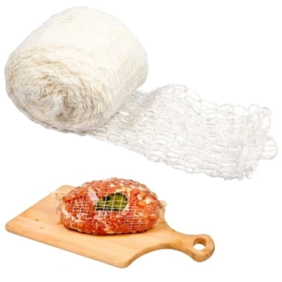 Afbeelding van Browin 310102 Vleesnet, 15 cm x 5 m, temperatuur 220 C, katoen, zacht net, voor het roken, brouwen, koken, drogen en verfijnen van ham, kip, kaas, wit