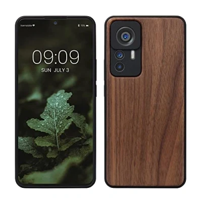 Afbeelding van kwmobile telefoonhoesje geschikt voor Xiaomi 12T / Pro Hoesje met bumper in donkerbruin Backcover walnoothout