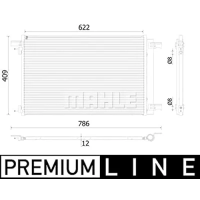 Afbeelding van MAHLE ORIGINAL AC 939 000P Condensor Airco Met droger 8 622 PEUGEOT: 308 I Hatchback, CC