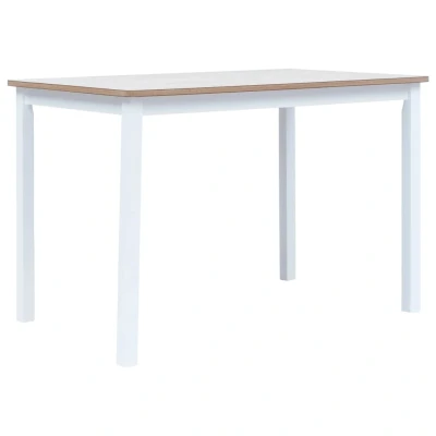 Afbeelding van Eettafel 114x71x75 cm massief rubberwood wit en bruin