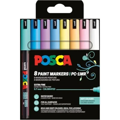 Afbeelding van Uni Posca Markers PC1MR Set Zachte Kleuren 8 stuk