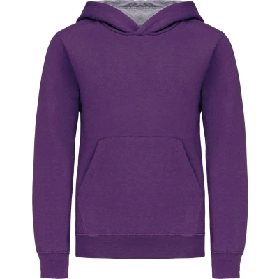 Afbeelding van Kariban Kinder hooded sweater met gecontrasteerde capuchon K453 Purple / Oxford Grey