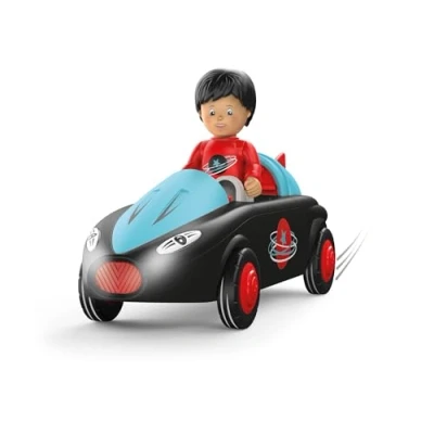 Afbeelding van Toddys Speelgoedauto Sam Junior 19 Cm Zwart/rood 2 delig met licht en geluid