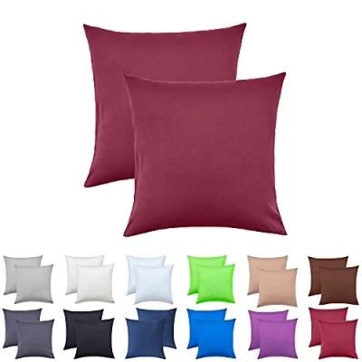Afbeelding van NatureMark Jersey kussensloop set van 2 Oeko Tex gecertificeerd katoen bordeaux 80 x cm