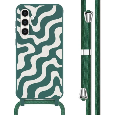 Afbeelding van imoshion hoesje Geschikt voor Samsung Galaxy S23 FE met koord Siliconen design Meerkleurig / Petrol Green Groovy