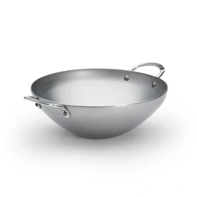 Afbeelding van De Buyer Wokpan met 2 handgrepen Mineral B Element ø 28 cm zonder anti aanbaklaag