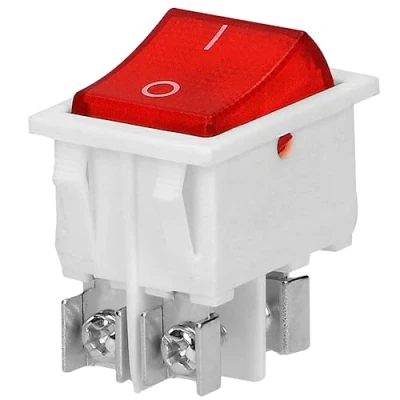 Afbeelding van Miratic schakelaar met controlelampje, verlichte knop, aan/uit knop tuimelschakelaar voor installatie in de cockpit of stekkerdoos (witte behuizing, rode knop)