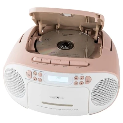 Afbeelding van Reflexion Tragbarer Radiorecorder Radio/CD speler DAB+, DAB, VHF (FM) AUX, CD, Cassette, USB Wit, Pink