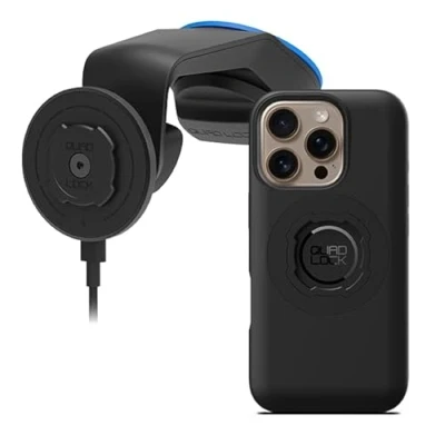 Afbeelding van Quad Lock Support de téléphone Ventouse pour Pare Brise et Tableau Bord/Console Voiture avec tête Chargement sans Fil MAG V2 Coque iPhone 16 Pro