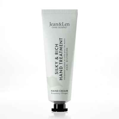 Afbeelding van Jean &amp; Len mini Silky Rich Treatment Rosemary Ginger, 100% recyclebare aluminium buis (zonder deksel), praktische reismaat, voor zachte handen, handcrème, zonder