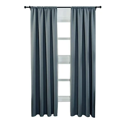 Afbeelding van Set van 2 gordijnen, ondoorzichtig, plooiband voor rails, 250 g/m², witte verduisteringsgordijnen, thermogordijn, koudebescherming, lichtdicht, woonkamer, kinderkamer, 135 x 245 cm,