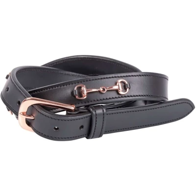 Afbeelding van Harry&#039;s Horse Riem Bit Leer Zwart/Rosegold 85cm