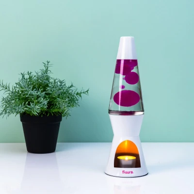 Afbeelding van Waxinelicht Lavalamp Wit Met Roze Lava