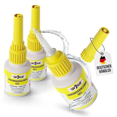 Afbeelding van Top2Glue 3 flessen secondelijm gel 50 g extra sterke universele lijm waterdicht, hittebestendig, sneldrogend superlijm voor het lijmen van hout, kunststof en