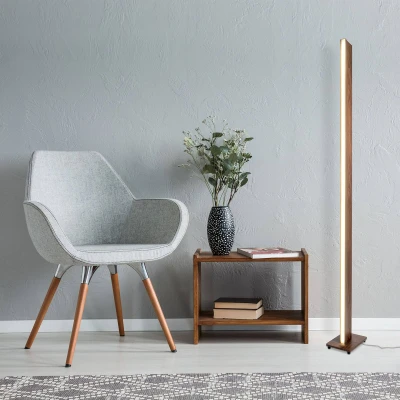 Afbeelding van LED vloerlamp Madera in hout optiek, dimbaar