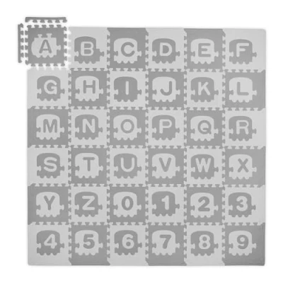 Afbeelding van Relaxdays puzzel speelmat letters en cijfers grote kruipmat puzzelmat ABC baby&#039;s