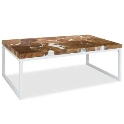 Afbeelding van Salontafel 110x60x40 cm teakhout en hars