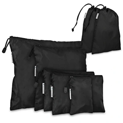 Afbeelding van Navaris 7 delige set packing cubes Voor kleding, wasgoed, schoenen, toilettas Bagage organizers van nylon Reistasjes Zwart