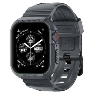 Afbeelding van Spigen Rugged Armor Pro Geschikt voor Apple Watch 45MM / 44MM Hoesje en Bandje Grijs