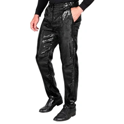 Afbeelding van Widmann Jaren 80 &amp; 90 Kostuum Shiney Pailletten Broek Zwart Man Medium Carnavalskleding Verkleedkleding