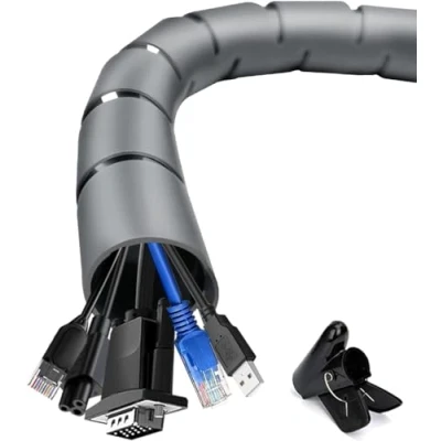 Afbeelding van shinfly Kabelhuls, elektrisch, 6 m, diameter 22 mm + 28 mm, opslagkabel met 1 geleidingsclip, bescherming van de kabelafdekking voor tv/pc, wit