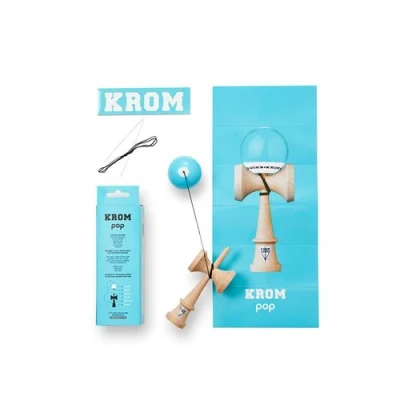 Afbeelding van KROM Kendama POP LOL hemelsblauw houten bilboquet voor beginners en gevorderden behendigheidsspel buiten binnen speelgoed van hout met touw, bal