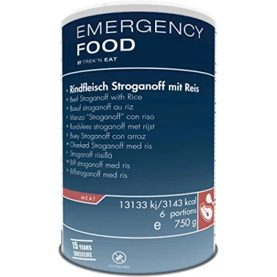 Afbeelding van Trek&#039;n Eat Emergency food Beef Stroganoff With Rice Reismaaltijd 15 jr houdbaar Noodpakket Noodrantsoen Vriesdroogmaaltijd Rantsoen Outdoormaaltijd Survival Overlevingspakket