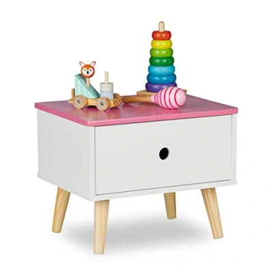 Afbeelding van Relaxdays nachtkastje kinderkamer nachttafel kind kinderkast meisjes bijzetkastje