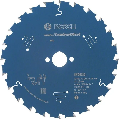Image de BOSCH 2608644136 lame de scie circulaire Expert for Construct Wood, 160 x 20 2 mm, 24T