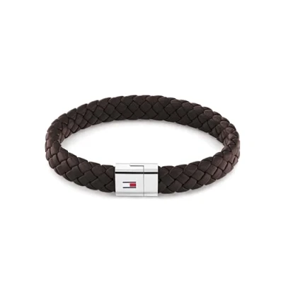 Afbeelding van Tommy Hilfiger Sieraden Heren Lederen Armband Bruin 2790330, Eén maat, Roestvrij staal, Geen edelsteen