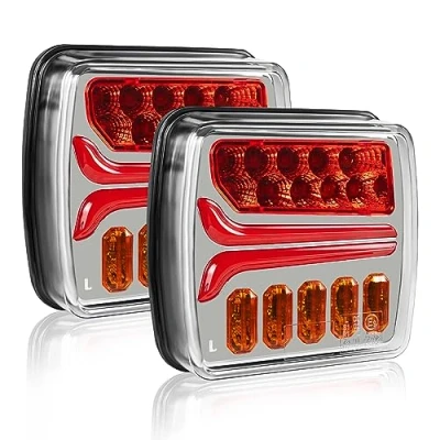 Afbeelding van AOHEWEI 2 stuks 12/24 V led achterlichten voor aanhangers, met waterdicht, rempositielicht, dynamisch, knipperlicht, kentekenplaatverlichting camper, caravan, vrachtwagen, E mark