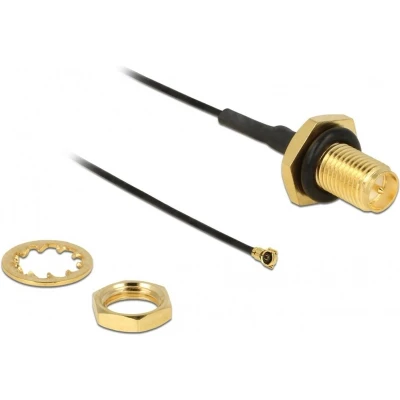 Afbeelding van MHF 4 (v) RP SMA kabel met afdichtring Micro Coax (0,81 mm) 50 Ohm / zwart 0,10 meter
