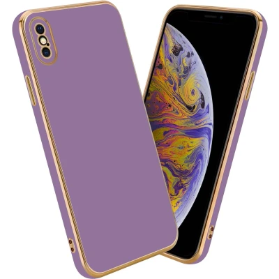 Afbeelding van Cadorabo Hoesje geschikt voor Apple iPhone XS MAX in Glossy Paars Goud Beschermhoes Case Cover van flexibel TPU silicone en met camerabescherming