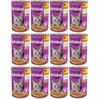 Afbeelding van 12 x 400 g Whiskas 1+ Kip in gelei kattenvoer