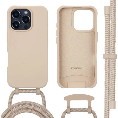 Afbeelding van imoshion Hoesje Geschikt voor iPhone 16 Pro met koord Color Backcover afneembaar MagSafe beige
