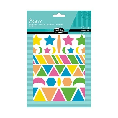 Image de Set de 6 planches gommettes A5 Maildor Baby Geometric Fluo