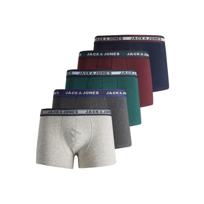 Afbeelding van Jack &amp; Jones 5 PACK Onderbroeken dark grey melange detaillgm sea moss port royale navy blazer, Heren, Maat: Medium
