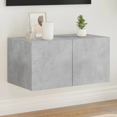 Afbeelding van Tv wandmeubel met LED verlichting 60x35x31 cm betongrijs