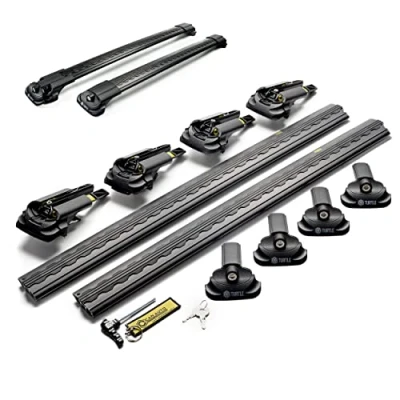 Afbeelding van TURTLE AIR1 dakdrager, compatibel met Skoda Octavia 3 Kombi 2013 2019, voor de montage van dakkoffers, fietsendragers, ladders, duurzame aluminium structuur, TÜV