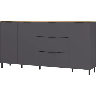 Afbeelding van Germania California 192 cm Dressoir Grafiet / Eiken