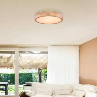 Afbeelding van Rainer LED plafondlamp, Ø 40 cm, houteffect, metaal, CCT