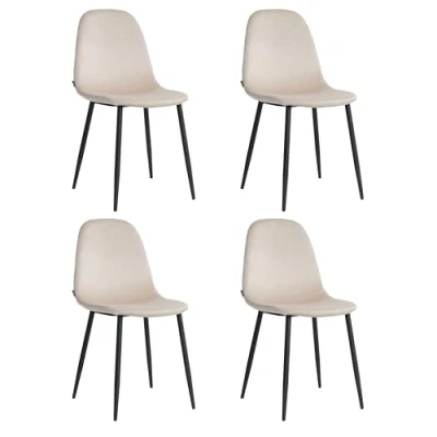 Afbeelding van Lina® Napoli Eetkamerstoelen Cream Set van 4 Velvet