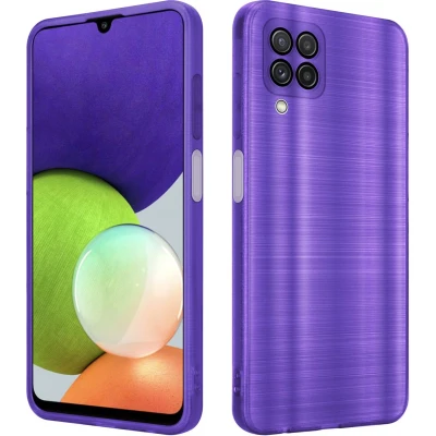 Afbeelding van Cadorabo Hoesje geschikt voor Samsung Galaxy A22 4G in Brushed Paars Beschermhoes Case Cover van flexibel TPU silicone design