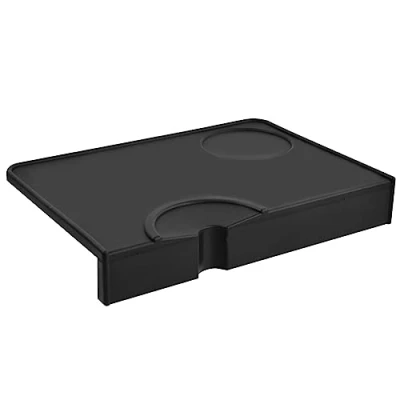 Afbeelding van Vesaneae Espressopersmat, koffiepersmat, stempelmat voor koffie, hoekstempelmat, siliconen mat, stempelmat, koffiepoeder, antislip mat koffie (zwart)