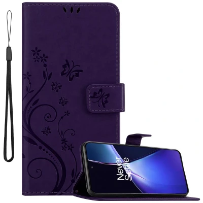 Afbeelding van Cadorabo Hoesje geschikt voor OnePlus CE4 in BLOEMEN DONKER PAARS Beschermhoes bloemmotief met magnetische sluiting, standfunctie en kaartsleuven Book Case Cover Etui