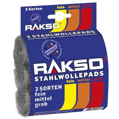 Afbeelding van RAKSO Staalwol, polijsten en schuurpads fijn, medium, grof 3 voor hout, verf, metaal, reiniging